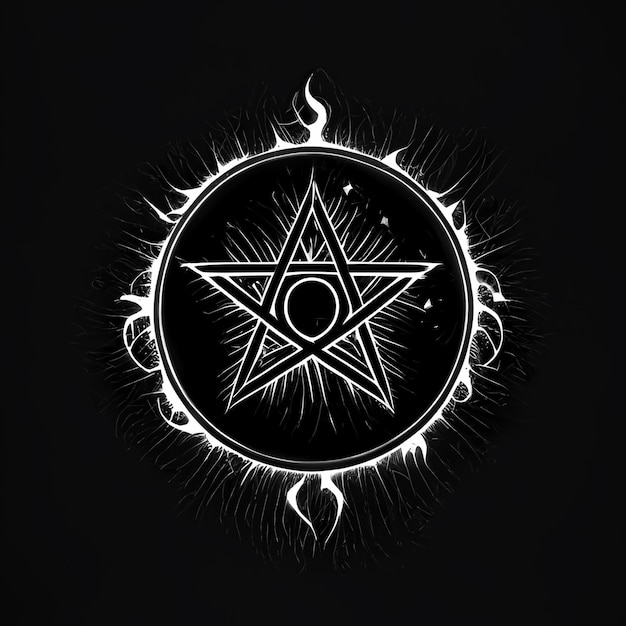 Photo a white star with the word pentagram in the middle.