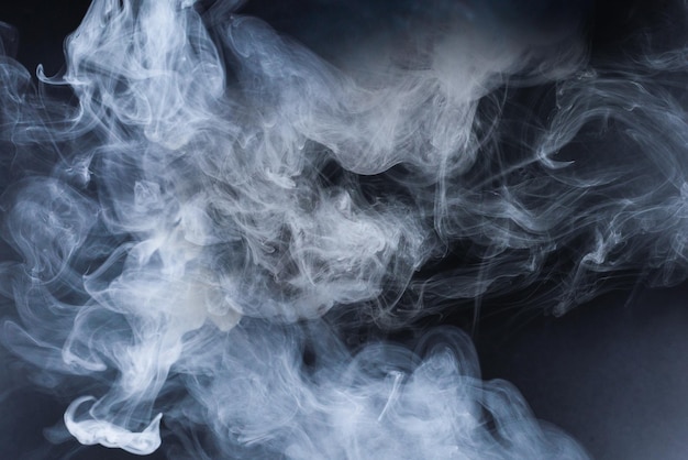 White steam on a black background Copy space