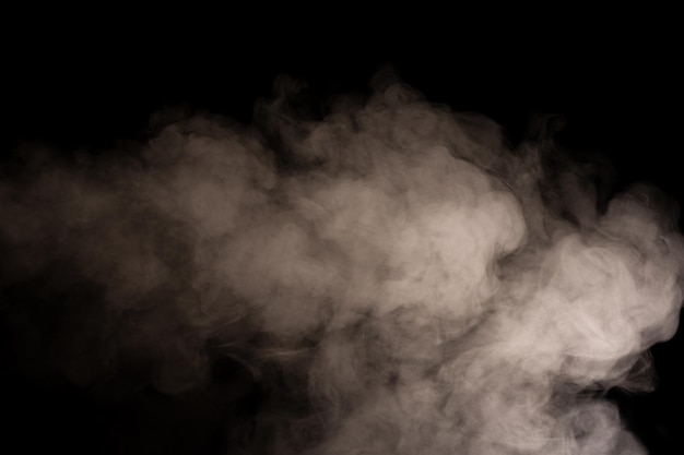 White steam on a black background