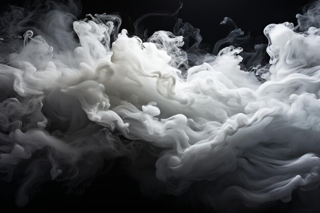 White steam on a black background