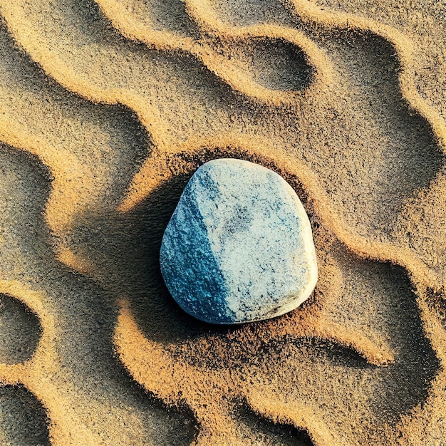 White stone on sand with curves and sunlight