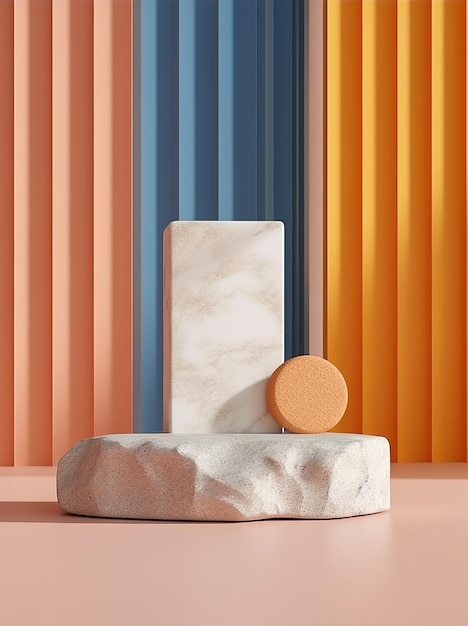 White stone slabs forming a product podium AI Generated