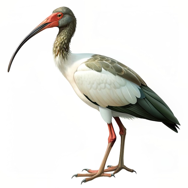 White stork Ciconia ciconia on a white isolated