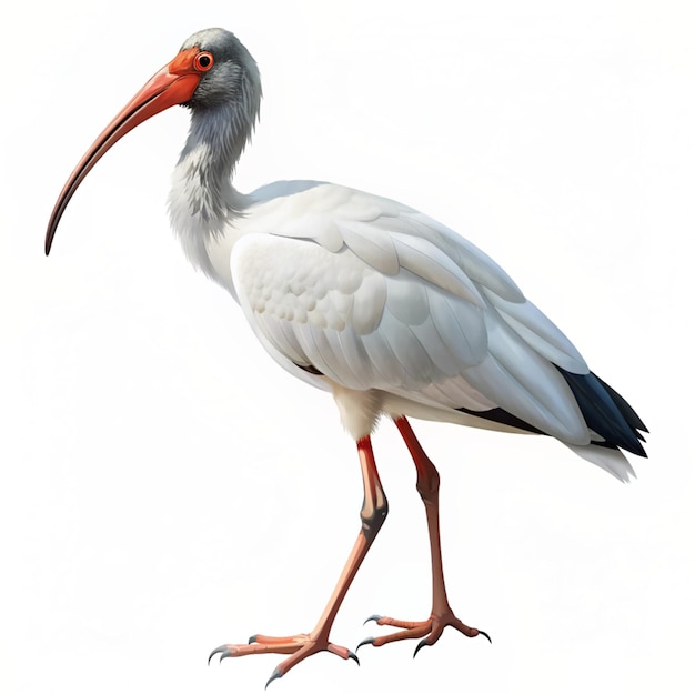 White stork Ciconia ciconia on a white isolated