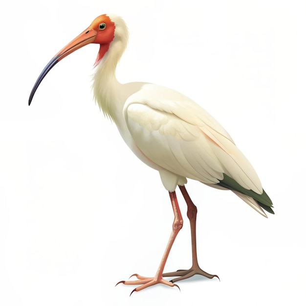 White stork Ciconia ciconia on a white isolated