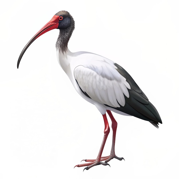 White stork Ciconia ciconia on a white isolated