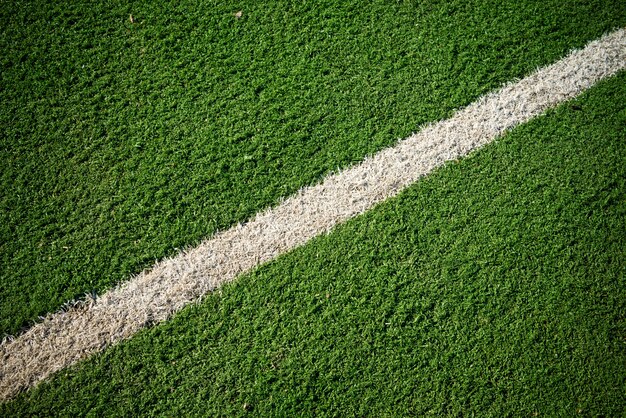 White stripe on the green grass