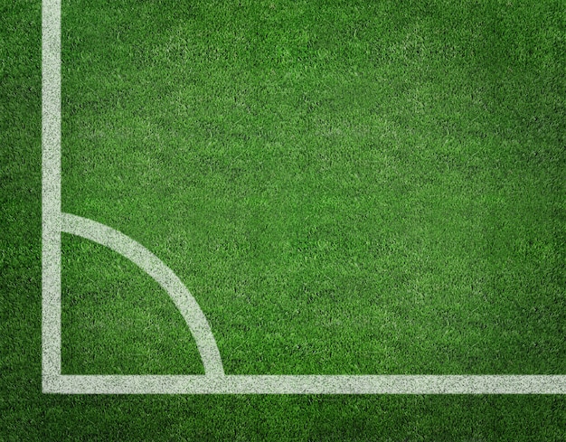 Photo white stripe on the green soccer field from top view