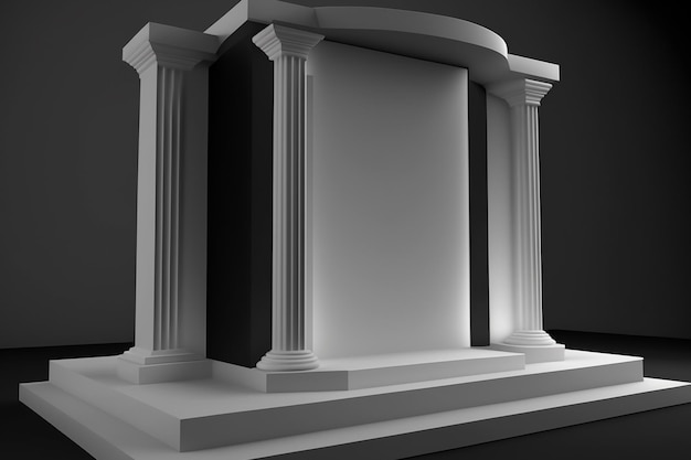 A white structure with columns and columns