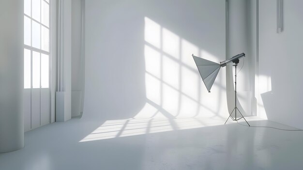 Photo white studio room with sunlight and shadows background generative ai