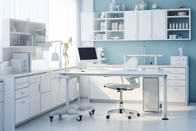 white study desk in medical room