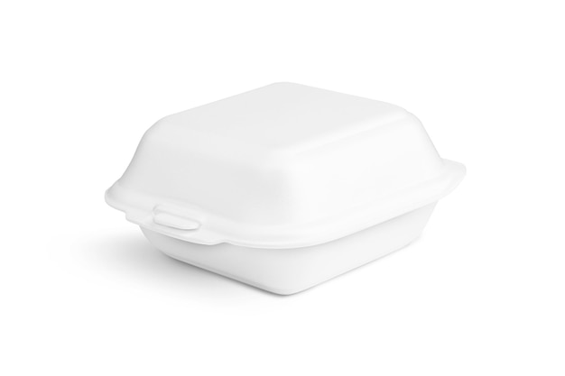 White styrofoam food box isolated on white background With clipping path