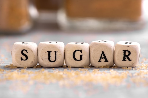 White sugar and brown sugar background. Sweet and tasty. Healthy and unhealthy lifestyle.