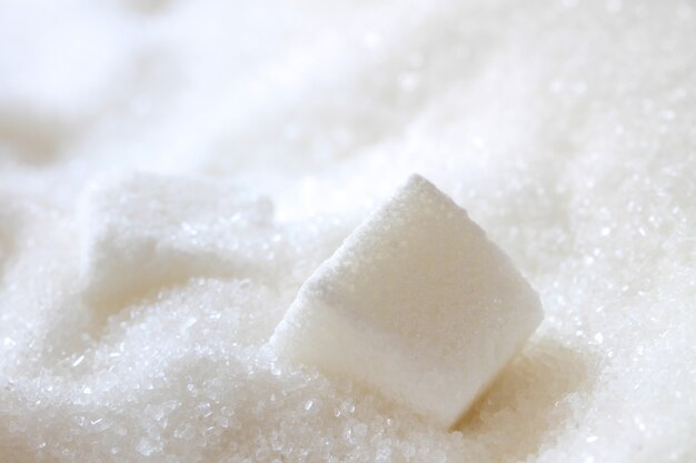 White sugar cube, macro photo