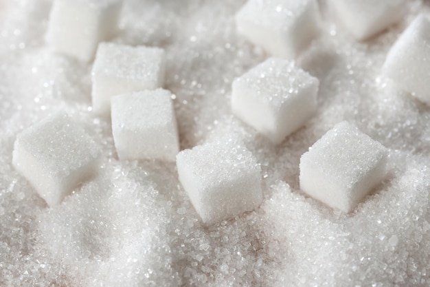 Фото Кубики белого сахара для использования в качестве фонового рафинированного тростникового сахара