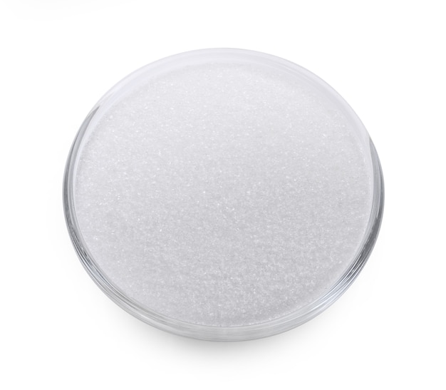 white sugar isolated on white background.