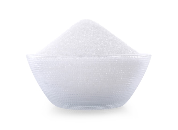 white sugar isolated on white background.