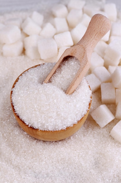 White sugar in light background background