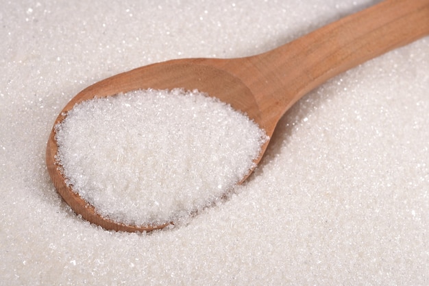 White sugar in a spoon