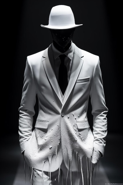 Photo a white suit with a black tie and a white shirt.