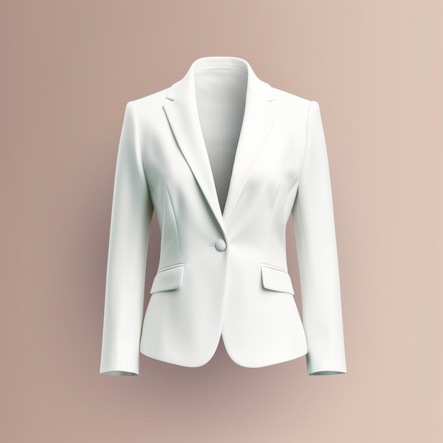 흰 칼라가 달린 흰 양복과 그 위에 흰 셔츠