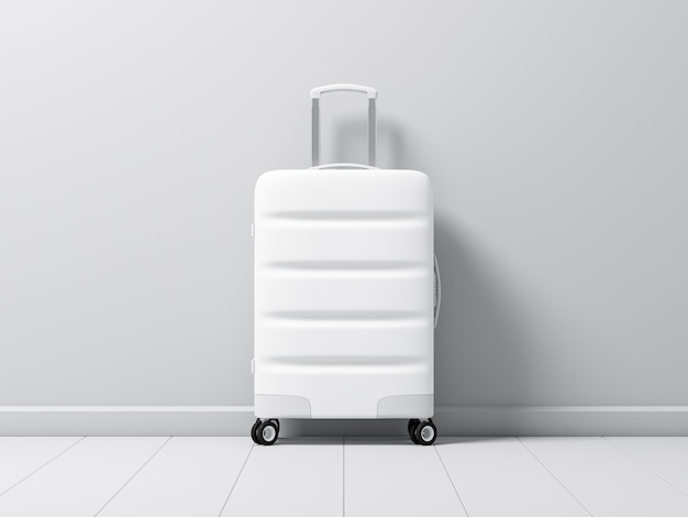 White Suitcase Luggage mockup 3d rendering