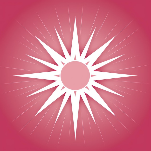 a white sunburst on a pink background