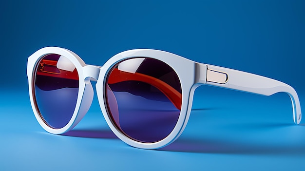 A white sunglasses with blue lenses