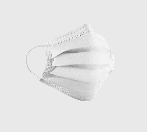 사진 배경 전면 보기에 고립 된 흰색 수술용 마스크