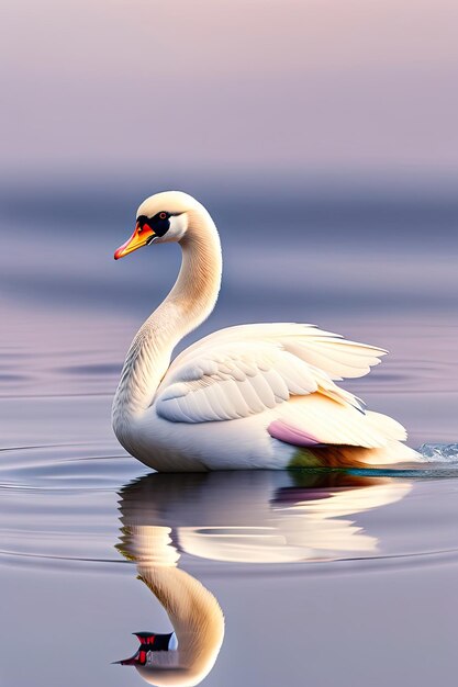 white swan isolated on white background