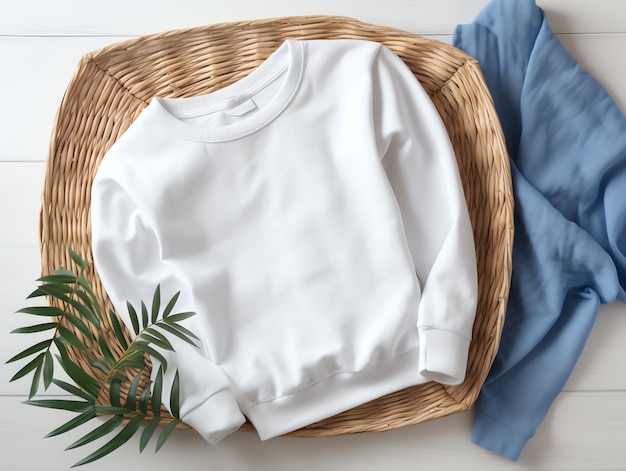 Photo a white sweater on a basket