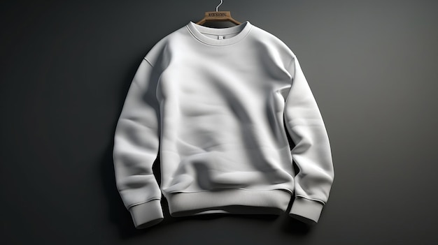 White sweatshirt on gray background Mock up for advertise AI generated