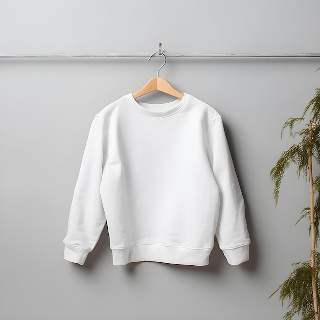 white sweatshirt mockup on clothes hanger bella canvas mock up in minimal style