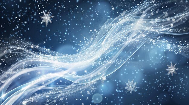 Photo white swirling fragrance wind spraying with snow particles and glowing effect beautiful realistic modern illustration set with animated snowflakes and luminous sparkles