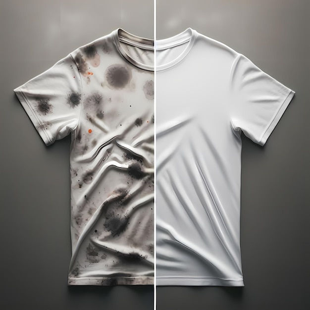 white t shirt before and after cleaning