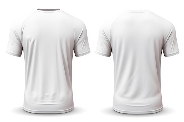 white t shirt front view and back view