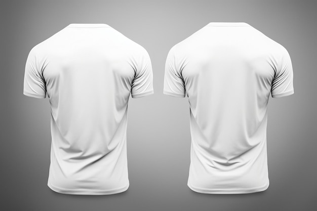 white t shirt front view and back view