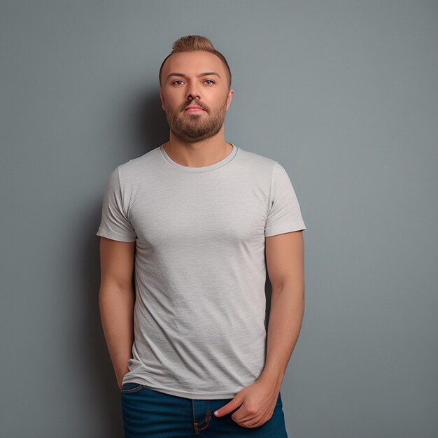 Photo white t shirt and glasses on a gray surface tshirt mockup white and black background