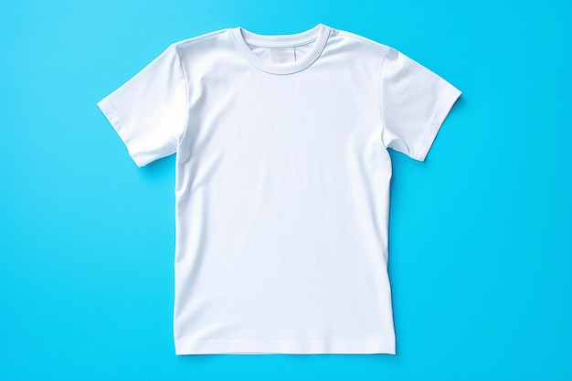 White t shirt mockup on blue background