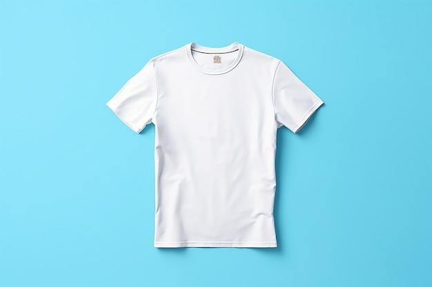 White t shirt mockup on blue background