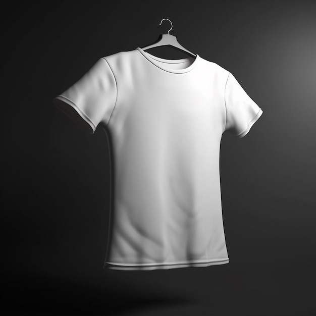 White t shirt mockup isolated on grey background 3d rendering