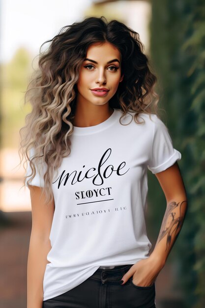 White T shirt Mockup Model