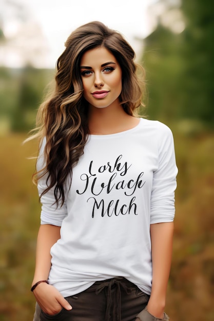 White T shirt Mockup Model