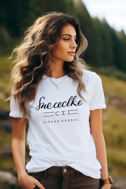 White T shirt Mockup Model