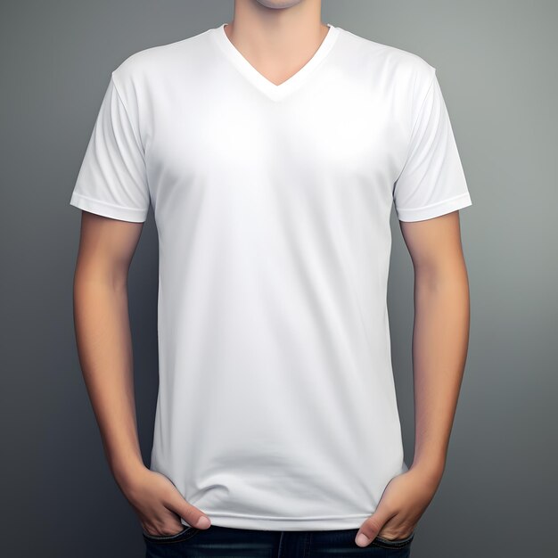 white t shirt on a person