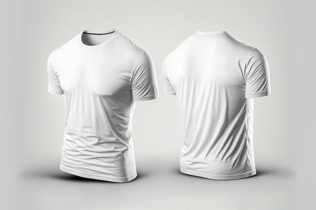흰색 티셔츠 템플릿 빈 모형 전면 및 후면 보기 Generative AI