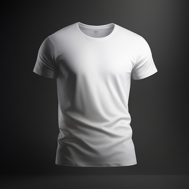 A white t shirt with a black background and a shadow