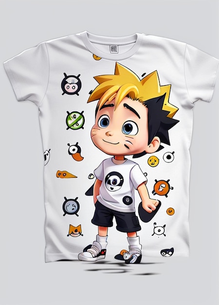 a white t - shirt with a cartoon character on it