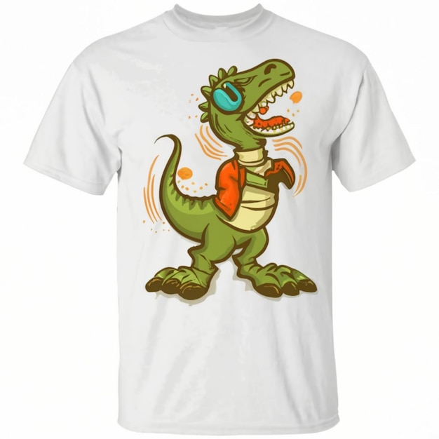 Photo a white t shirt with a dinosaur on it