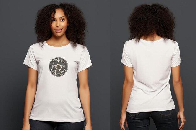 Photo a white t - shirt with a round star on the front.